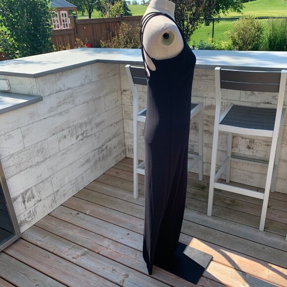 Vintage 90s Venessa Stevens Black Maxi Slip Dress Formal Evening Gown - Picture 6 of 16